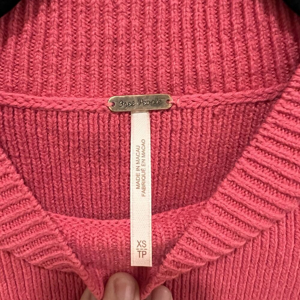 Free People Easy Street Crop Pullover Sweater in Pink Size XS Fall Boho - Picture 4 of 9